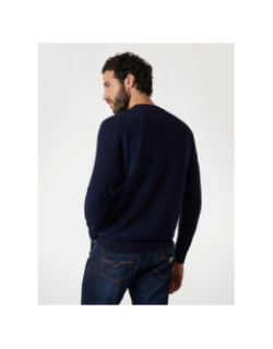 Pull à col rond en viscose mélangé bleu marine homme - Guess