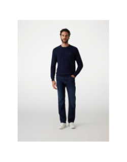 Pull à col rond en viscose mélangé bleu marine homme - Guess