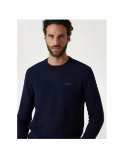 Pull à col rond en viscose mélangé bleu marine homme - Guess