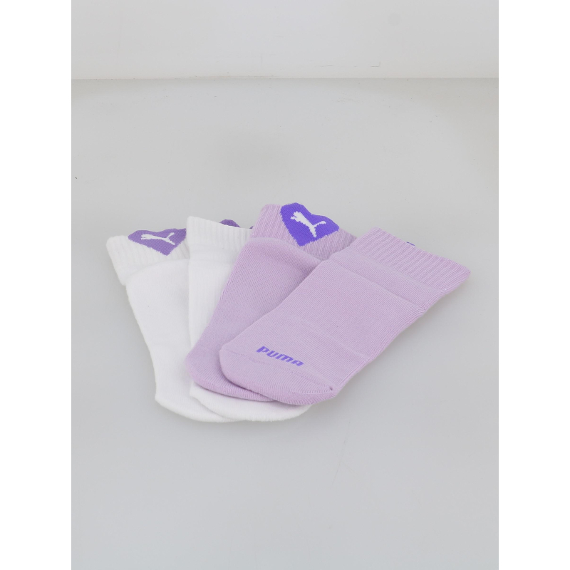 Pack 2 paires de chaussettes heart logo violet blanc fille - Puma