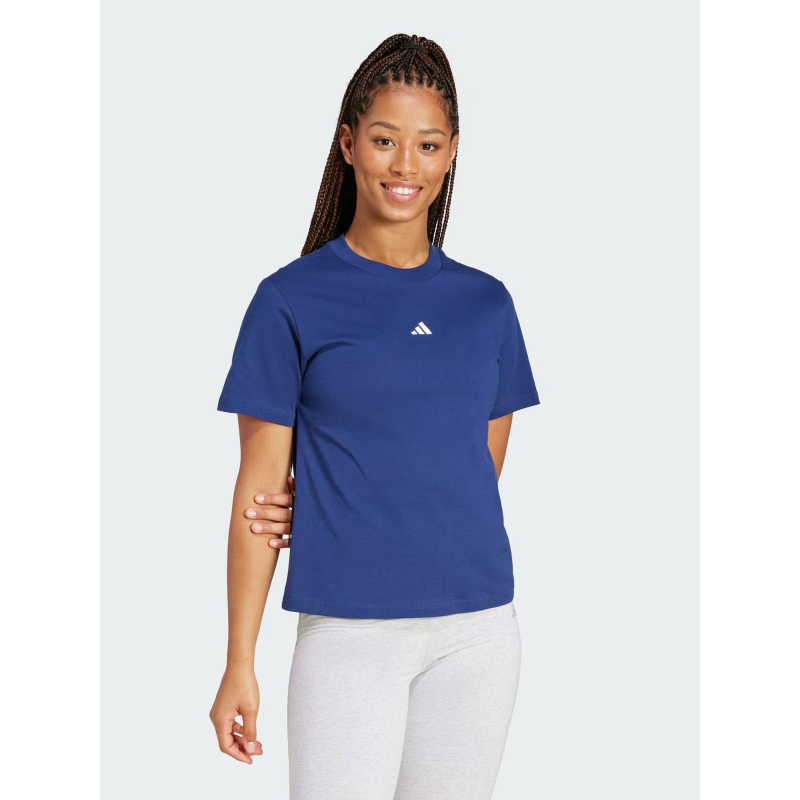 T-shirt manches courtes petit logo bleu marine femme Adidas wimod