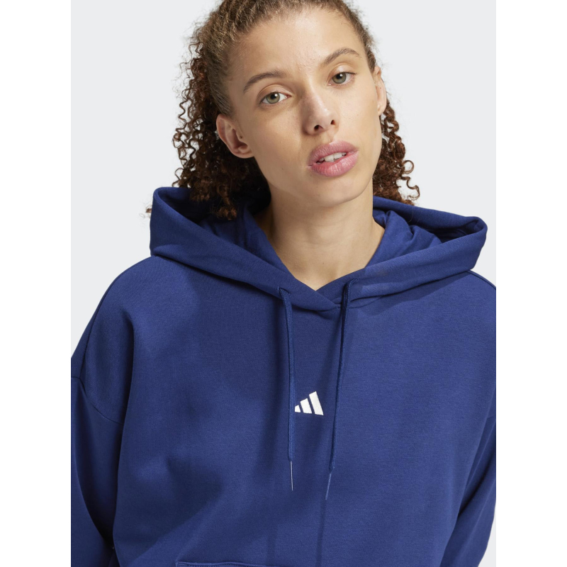 Sweat à capuche logo bandes brodé bleu marine femme Adidas wimod