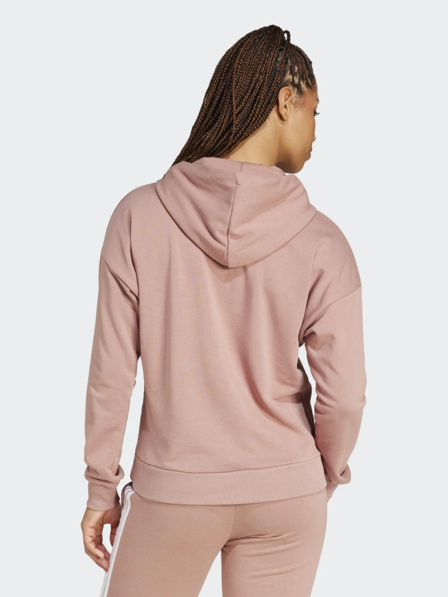 Sweat à capuche logo 3 bandes brodé rose femme - Adidas