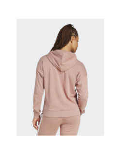 Sweat à capuche logo 3 bandes brodé rose femme - Adidas