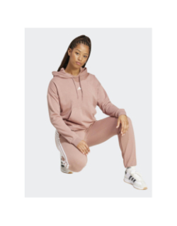 Sweat à capuche logo 3 bandes brodé rose femme - Adidas