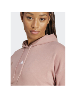 Sweat à capuche logo 3 bandes brodé rose femme - Adidas