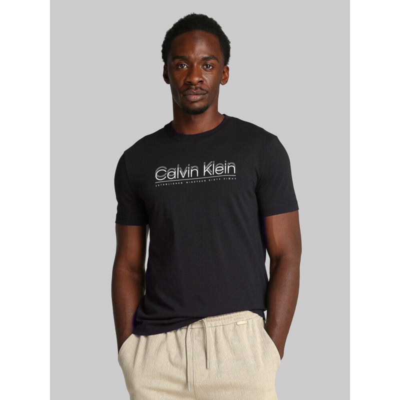 T-shirt à manches courtes double logo noir homme - Calvin Klein