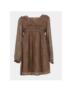 Robe courtes manches longues leopard doré marron femme - Only