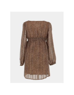 Robe courtes manches longues leopard doré marron femme - Only
