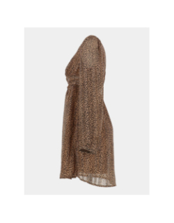 Robe courtes manches longues leopard doré marron femme - Only