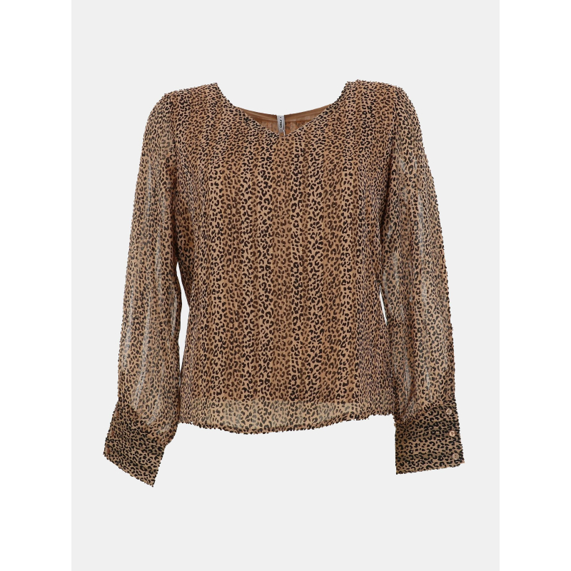 Top à manches longues leopard brillant marron femme - Only