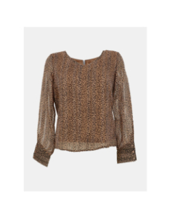 Top à manches longues leopard brillant marron femme - Only