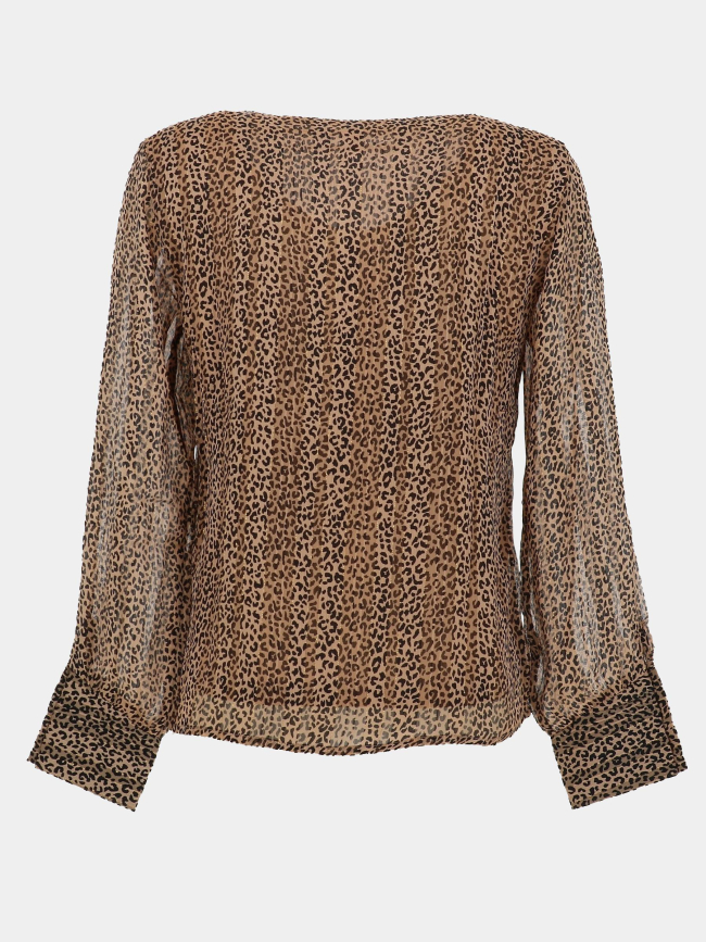 Top à manches longues leopard brillant marron femme - Only