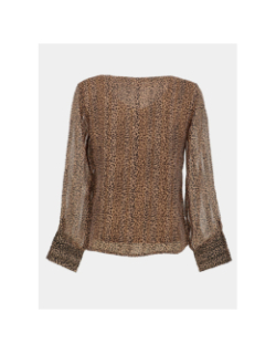Top à manches longues leopard brillant marron femme - Only