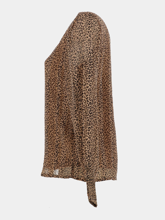 Top à manches longues leopard brillant marron femme - Only