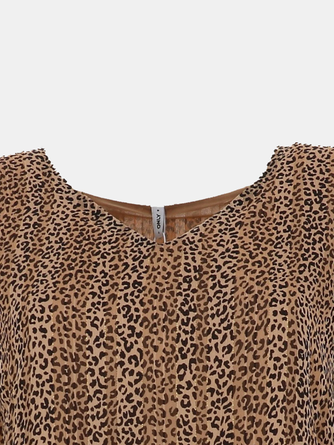Top à manches longues leopard brillant marron femme - Only
