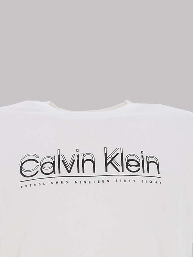 T-shirt à manches courtes double logo blanc homme - Calvin Klein