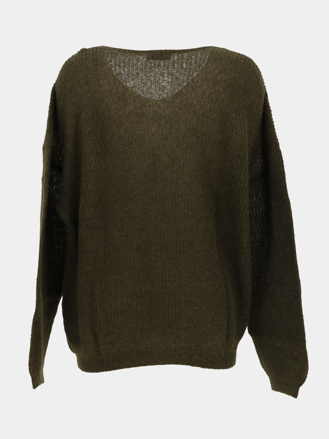 Pull à col v p-mag kaki femme - Teddy Smith