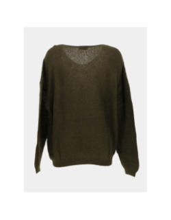 Pull à col v p-mag kaki femme - Teddy Smith