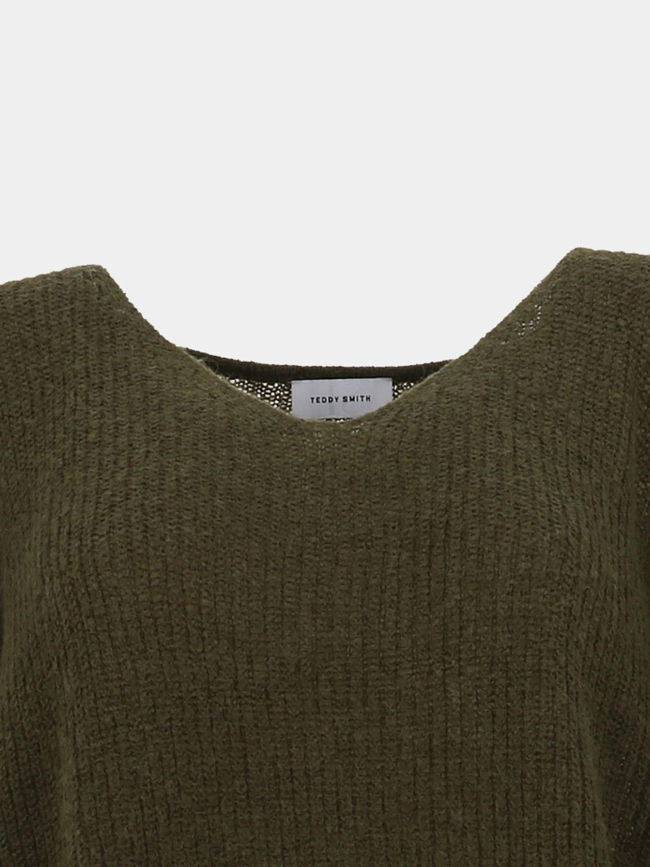 Pull à col v p-mag kaki femme - Teddy Smith
