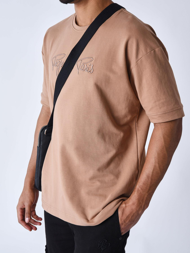 T-shirt uni logo marron homme - Project X Paris