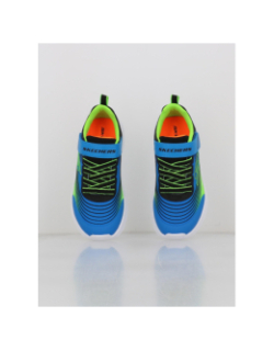 Baskets à scratch microspec advance bleu vert enfant - Skechers