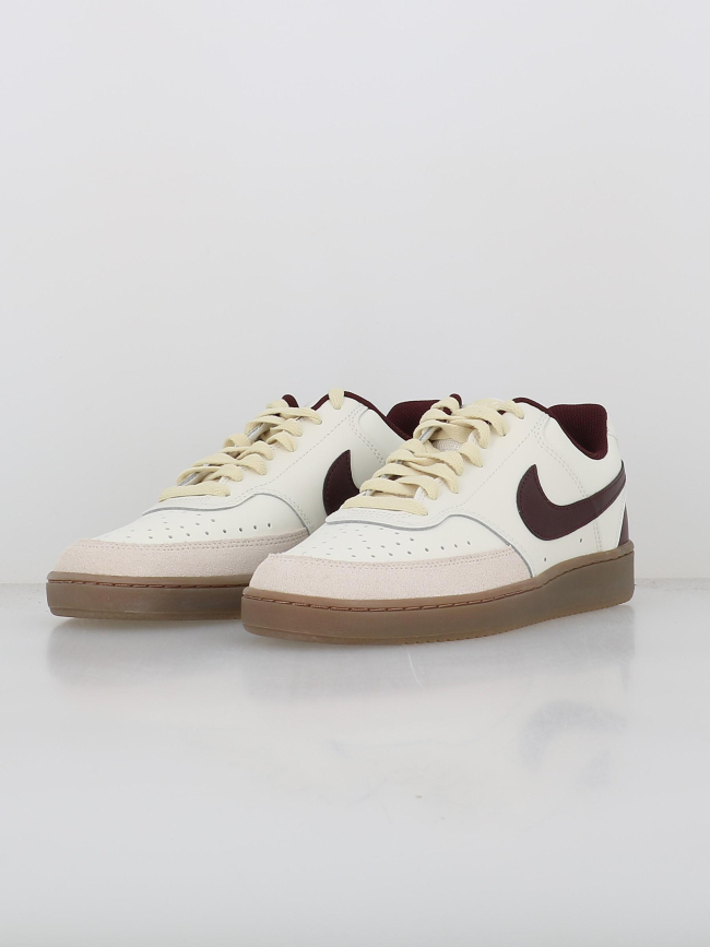 Baskets court vision écru blanc bordeaux homme - Nike