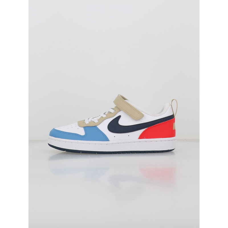 Baskets à scratch court borough td blanc beige bleu enfant - Nike