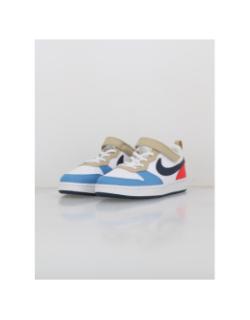 Baskets à scratch court borough td blanc beige bleu enfant - Nike