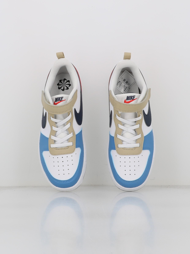 Baskets à scratch court borough td blanc beige bleu enfant - Nike