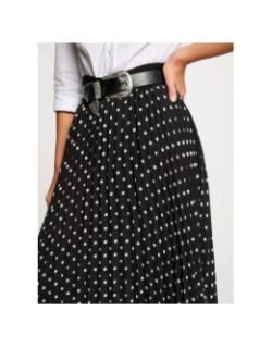 Jupe longue plissée à pois noir femme - Morgan