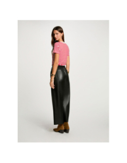 T-shirt col v à rayures brillantes dina rouge femme - Morgan