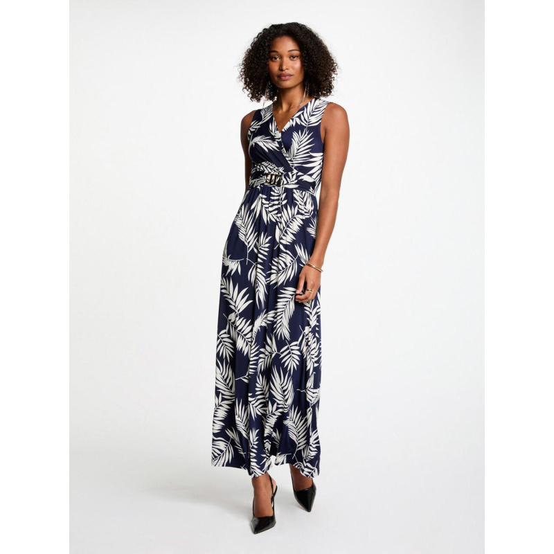 Robe longue flori bleu marine femme - Morgan