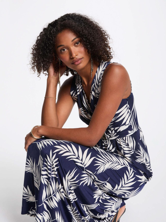 Robe longue flori bleu marine femme - Morgan