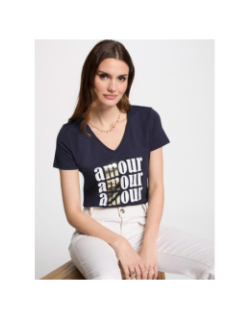 T-shirt à manches courtes damour bleu marine femme - Morgan