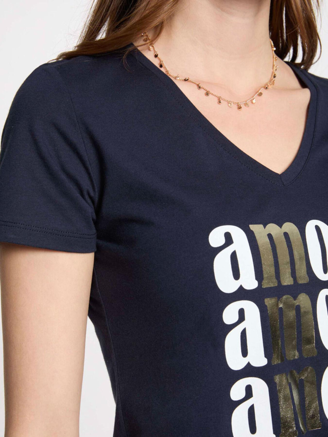 T-shirt à manches courtes damour bleu marine femme - Morgan