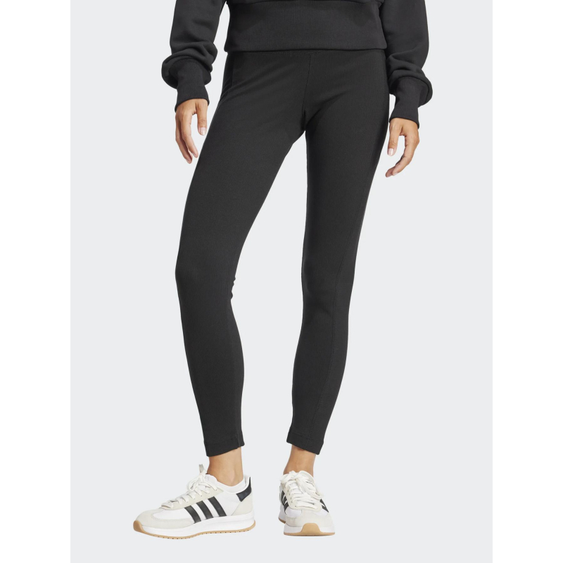 Legging de sport taille haute côtelé noir femme - Adidas