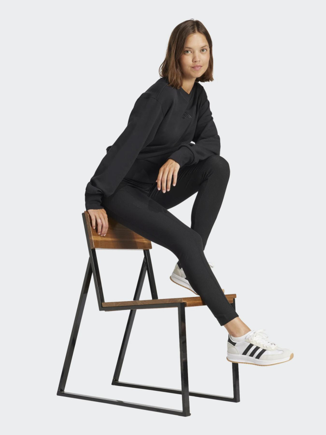 Legging de sport taille haute côtelé noir femme - Adidas