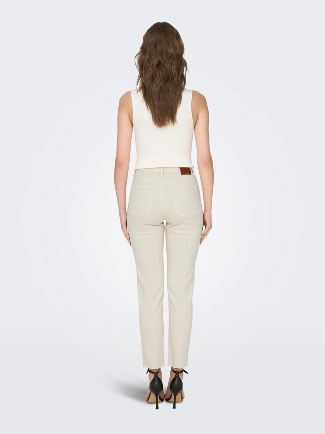 Jean droit taille haute emily crop beige femme - Only