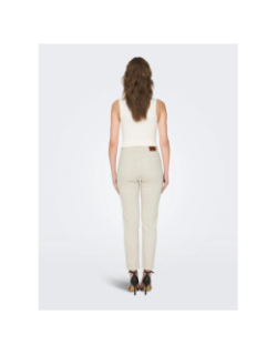 Jean droit taille haute emily crop beige femme - Only