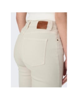 Jean droit taille haute emily crop beige femme - Only