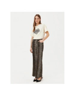 T-shirt lucy coeur léopard beige femme - Only