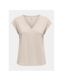 T-shirt regular col v free life beige femme - Only