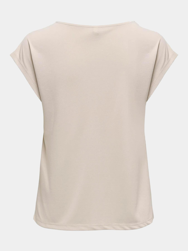 T-shirt regular col v free life beige femme - Only