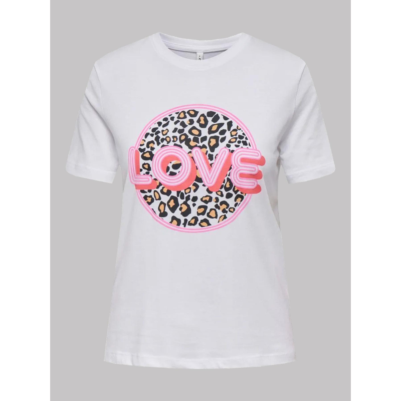 T-shirt à manches courtes onlarya life leopard blanc femme - Only