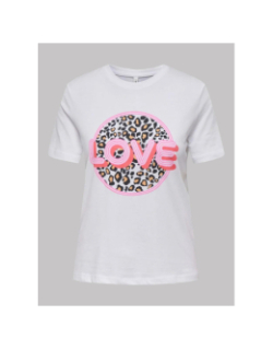 T-shirt à manches courtes onlarya life leopard blanc femme - Only