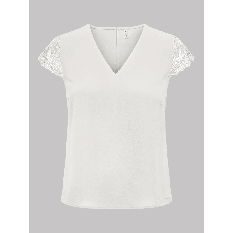 T-shirt manches dentelle elva blanc femme - Only