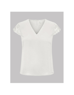 T-shirt manches dentelle elva blanc femme - Only