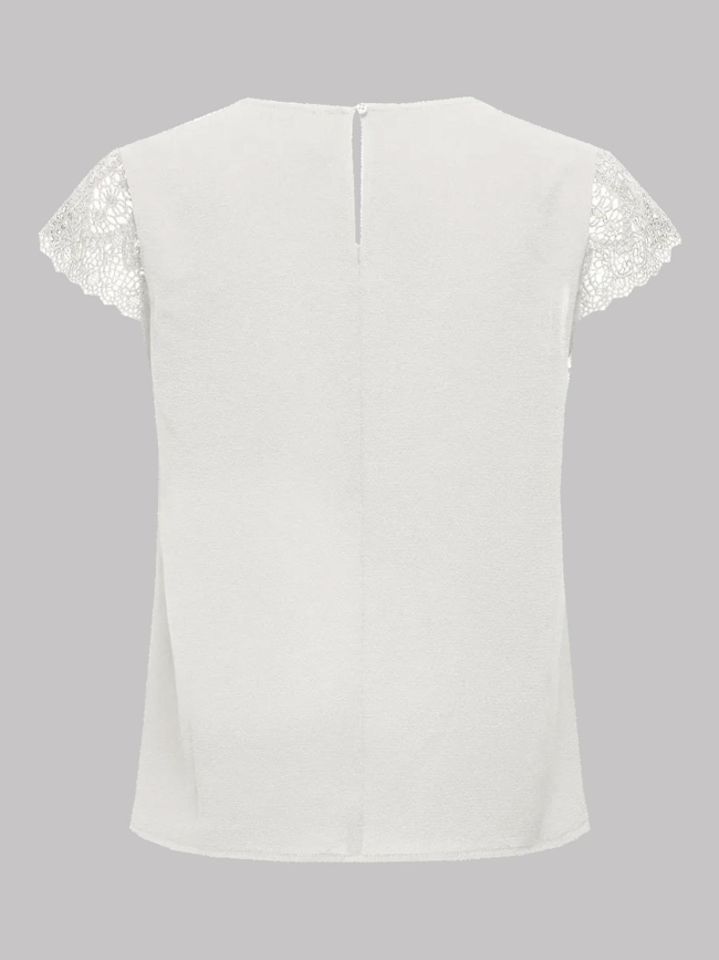 T-shirt manches dentelle elva blanc femme - Only