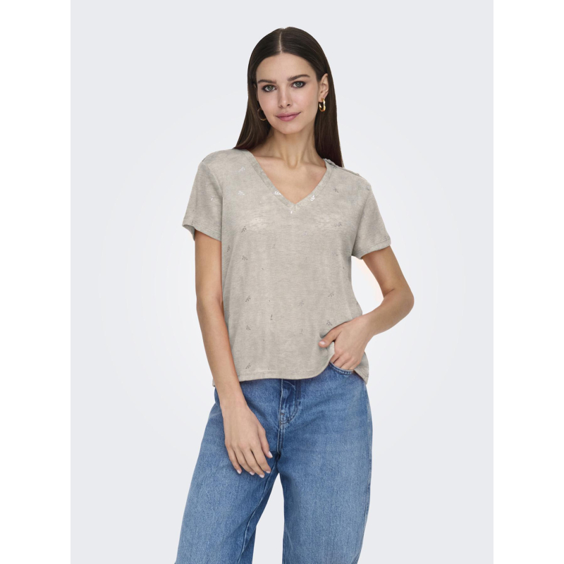 T-shirt col v stephi beige femme - Only